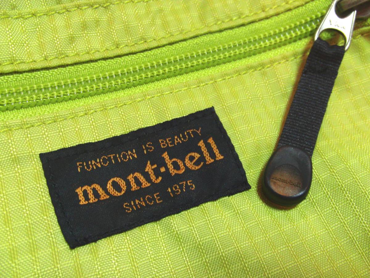  prompt decision beautiful goods!! super light weight mont-bell with logo shoulder bag [. shape power eminent ] Mont Bell diagonal .. bag lime * outdoor camp bag in bag 