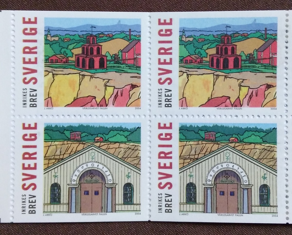 スウェーデン　2004 世界遺産　ファルン　ミニ切手帳　切手4種6枚　_画像5