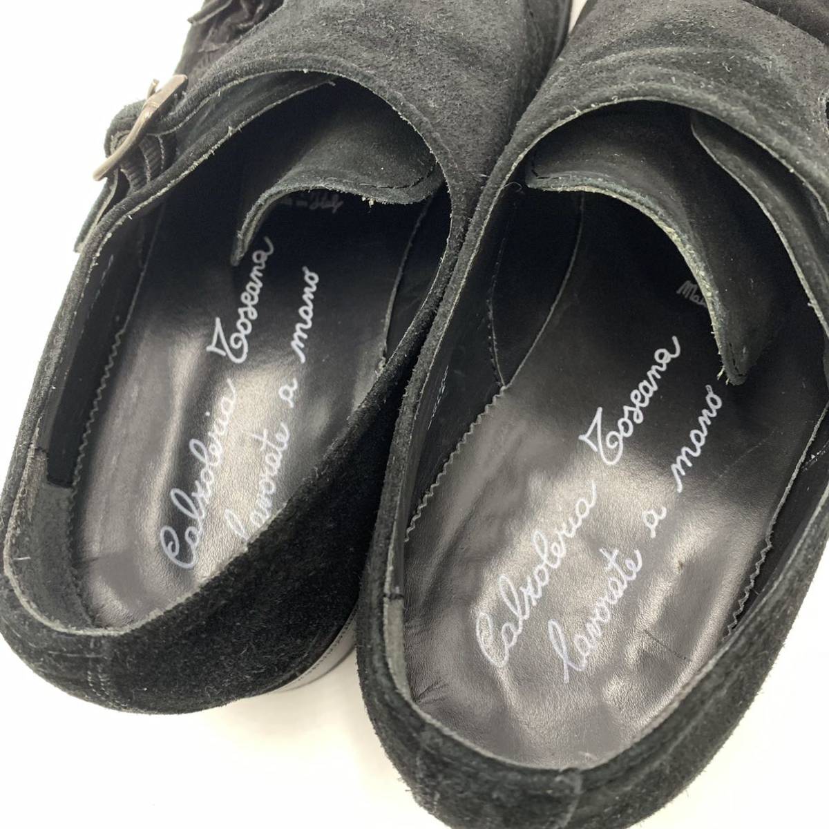 E☆良品/ ダブルモンクストラップ 'イタリア製' LAVORATE A MANO ラボレートアマーノ製法 スエードレザー ビジネスシューズ 革靴 40 紳士靴_画像9