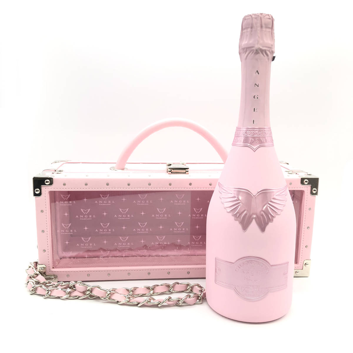 ◆【未開栓】ANGEL CHAMPAGNE NV Demi Sec Rose エンジェル ドゥミセック ロゼ ピンク レザータイプ シャンパン 750ml 12.5% ケース付 酒_画像1