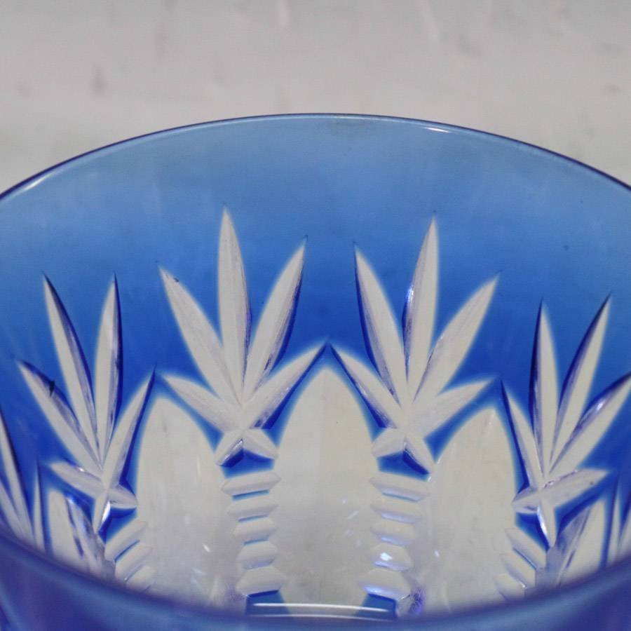 HOYA クリスタルガラス 青色被せ 冷茶グラス7客セット ◆715f11_画像4
