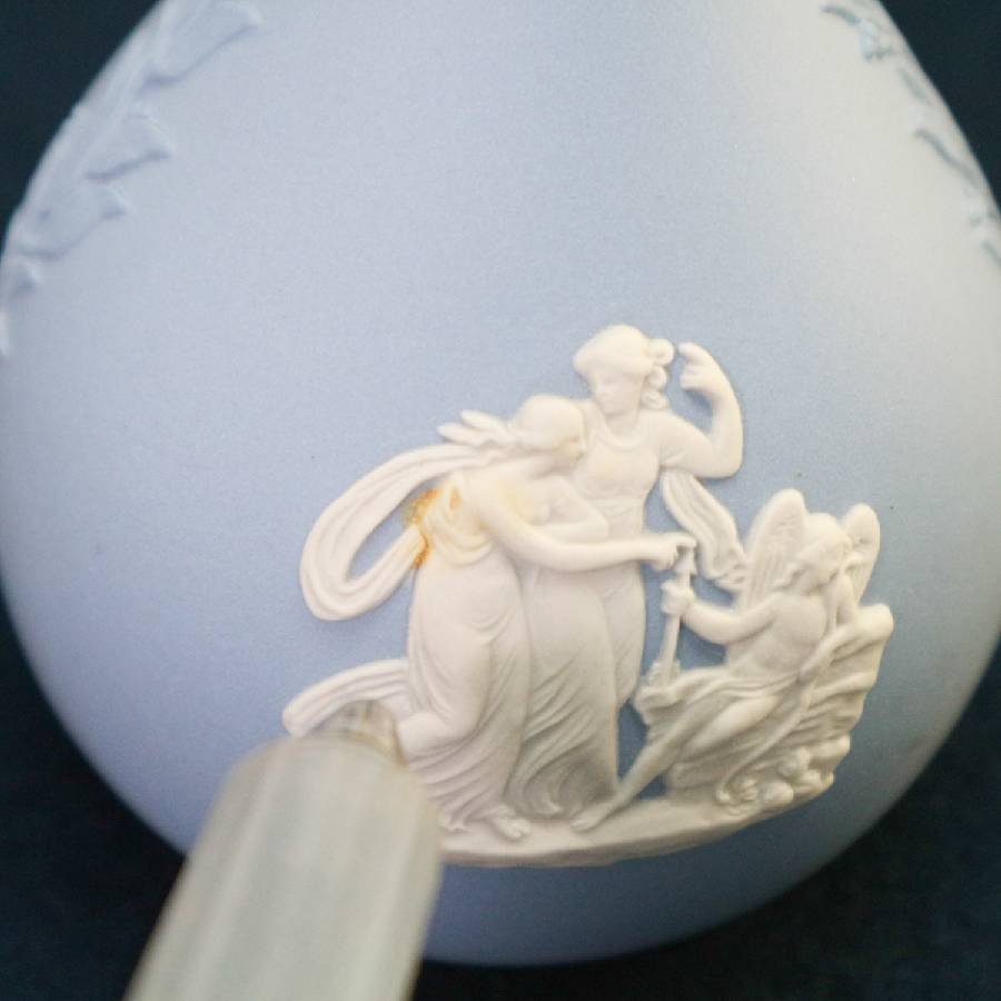 WEDGWOOD ジャスパー ブルー 一輪挿し 花瓶 高さ13cm 箱付き ウェッジウッド フラワーベース◆712f06_画像7