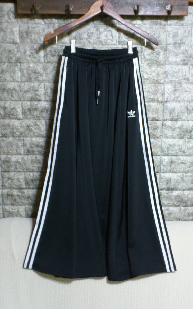 正規・黒Sサイズ・伸縮性ウエスト・adidas Originals アディダス オリジナルス LONG SATIN SKIRT サテンロングスカート(FL0039)_画像3