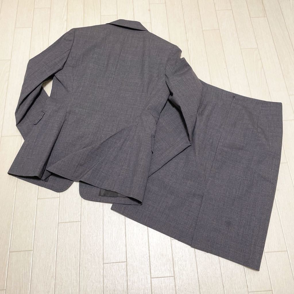 和116★ COMME CA コムサ セットアップ テーラードジャケット スカート スーツ 9 レディース グレー_画像2