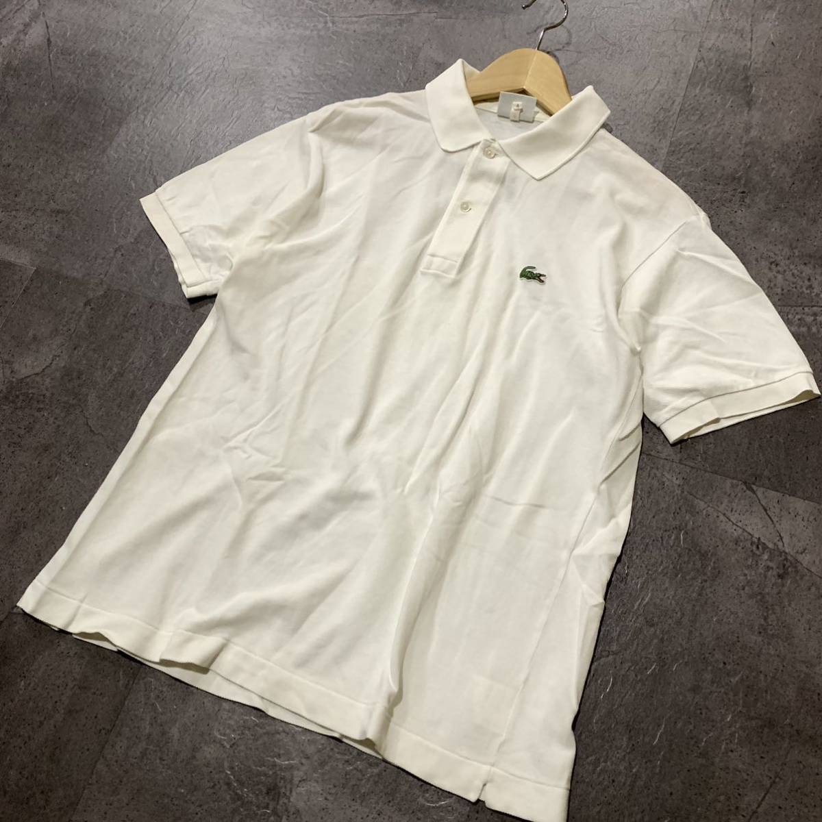 Z ☆ 古着ヴィンテージ '日本製' LACOSTE ラコステ 半袖 コットン100%生地 ポロシャツ size:4 メンズ トップス WHT 紳士服_画像1