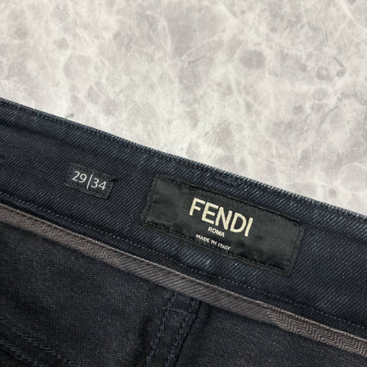 1円~ ＊ イタリア製 国内正規品 '高級紳士服' FENDI フェンディ STRETCH テーパード デニムパンツ / ジーンズ W29 L34 メンズ ボトムス_画像7