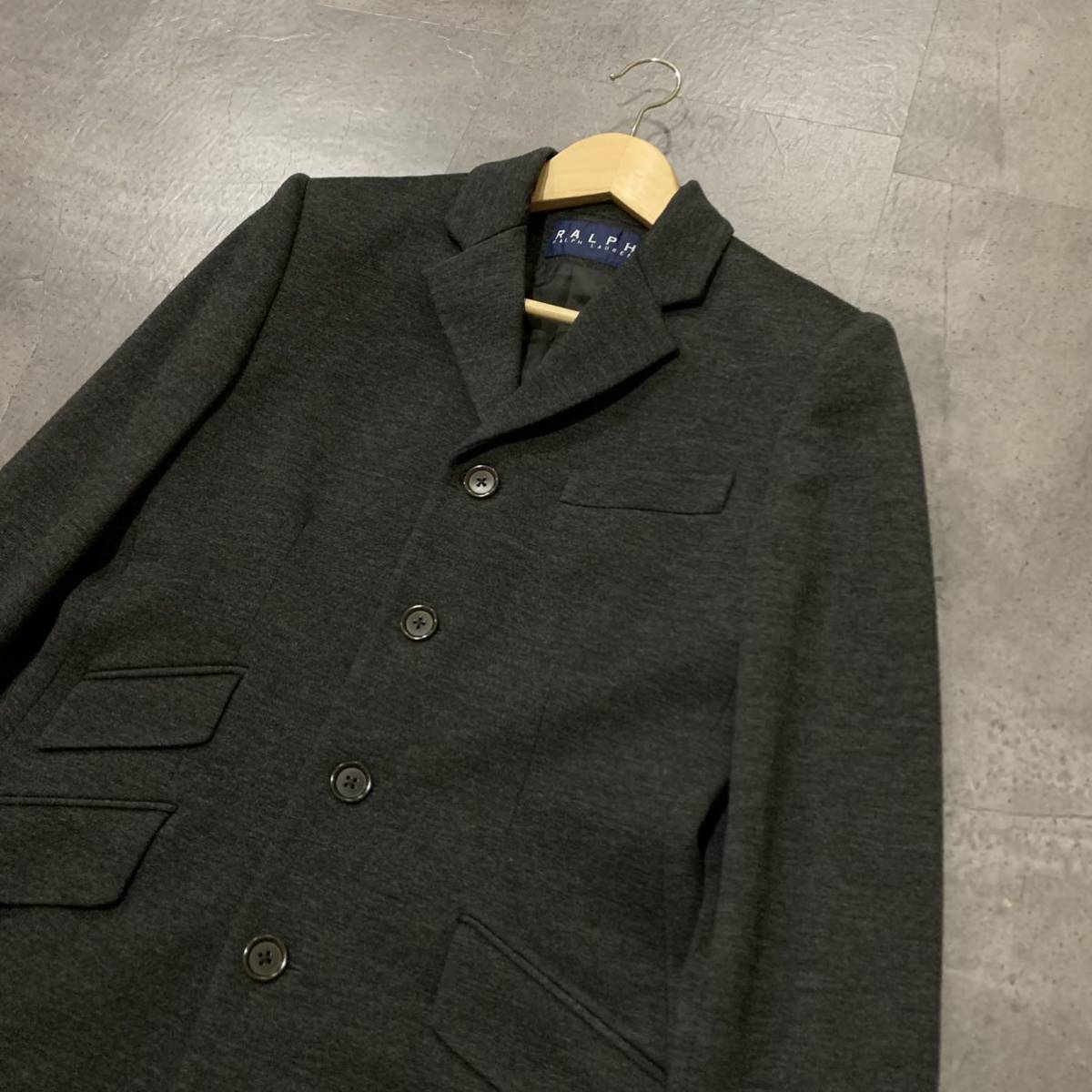 F ☆美品/ 洗練されたデザイン!! '国内正規品' RALPH LAUREN ラルフローレン WOOL100% チェスターコート size:9号 レディース アウター _画像4