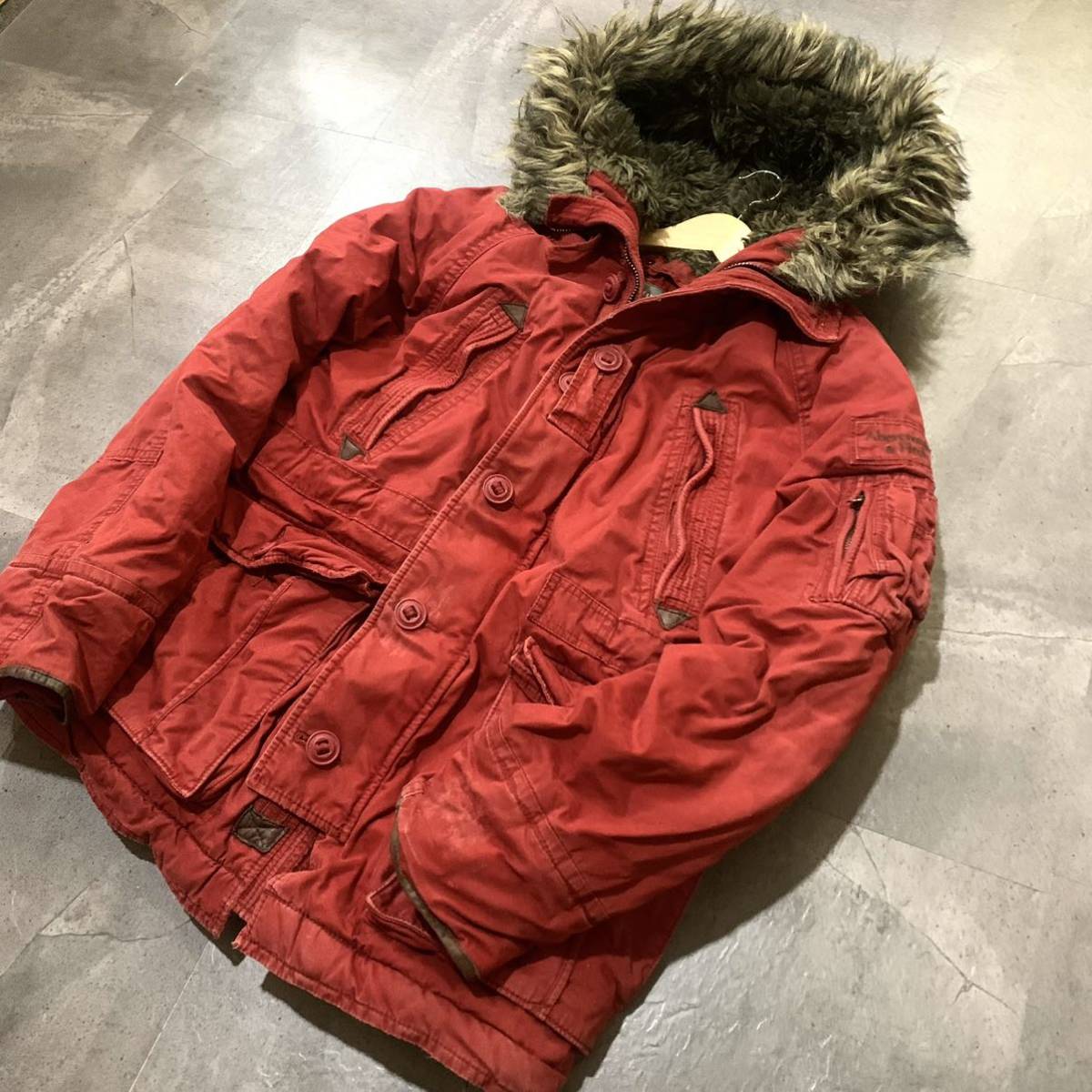 RR1☆希少!!即完売モデル '保温性抜群' Abercrombie＆Fitch アバクロ MT.WASHINGTON JACKET 肉厚 フライトジャケット 裏地ボア L アウター_画像1