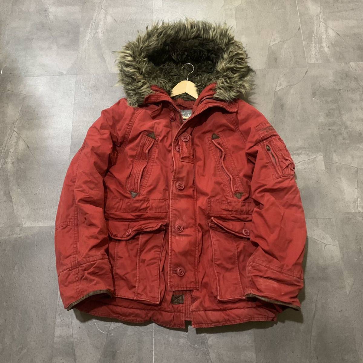 RR1☆希少!!即完売モデル '保温性抜群' Abercrombie＆Fitch アバクロ MT.WASHINGTON JACKET 肉厚 フライトジャケット 裏地ボア L アウター_画像2