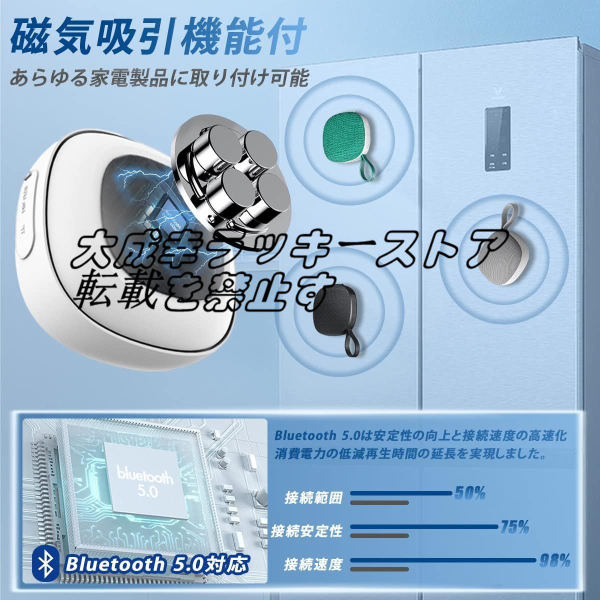 特売！Bluetoothスピーカー IPX6防水 ブルートゥーススピーカー 小型 ミライ スピーカー 磁気設計 ワイヤレススピーカー マイク内蔵 z1738_画像7