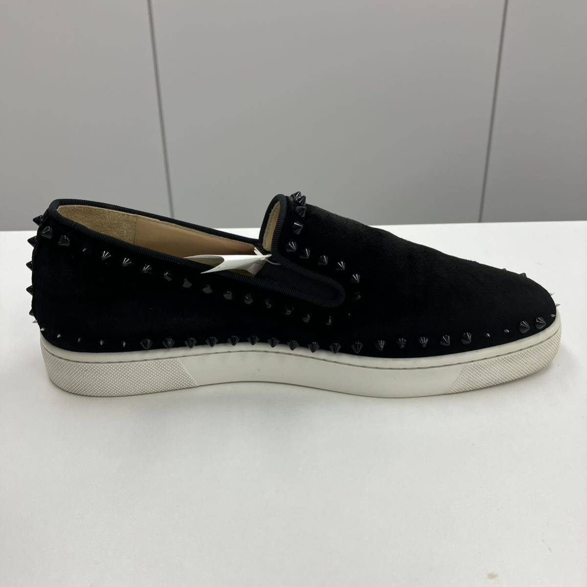 1円スタート Christian Louboutin PIK BOAT FLAT VEAU EUサイズ42 日本サイズ26.5cm ブラック スエード _画像6