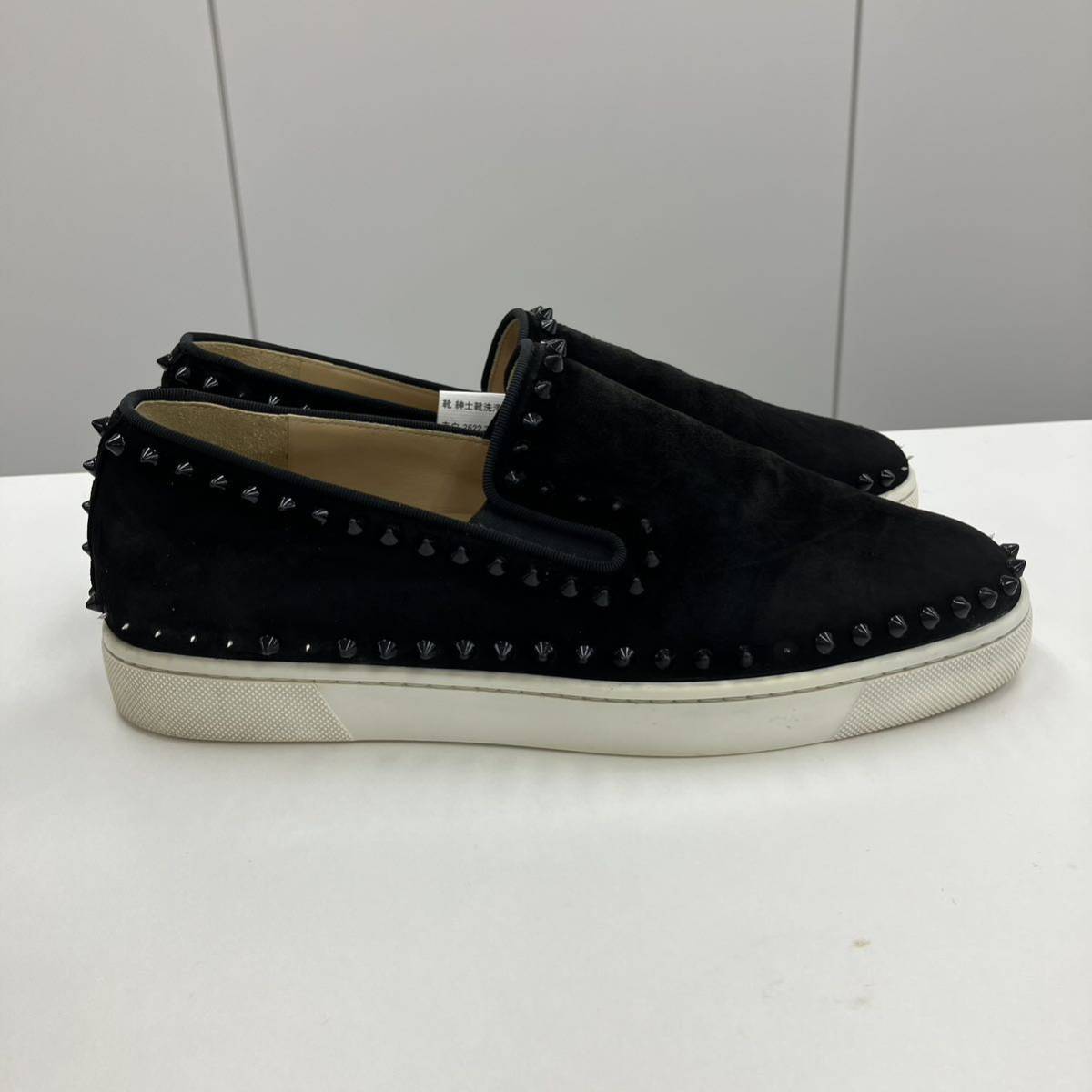 1円スタート Christian Louboutin PIK BOAT FLAT VEAU EUサイズ42 日本サイズ26.5cm ブラック スエード _画像5