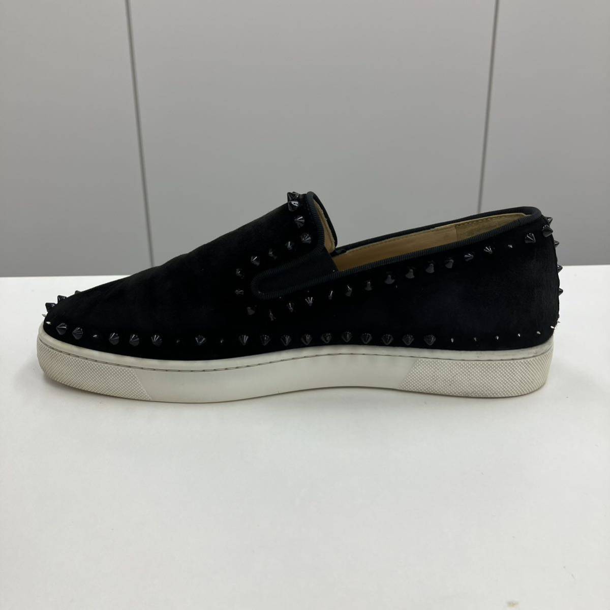 1円スタート Christian Louboutin PIK BOAT FLAT VEAU EUサイズ42 日本サイズ26.5cm ブラック スエード _画像7