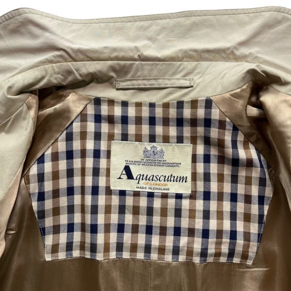 英国製 Aquascutum アクアスキュータム ロング丈 コットン ステンカラー コート ジャケット アウター VINTAGE 古着 M相当 ベージュ_画像4