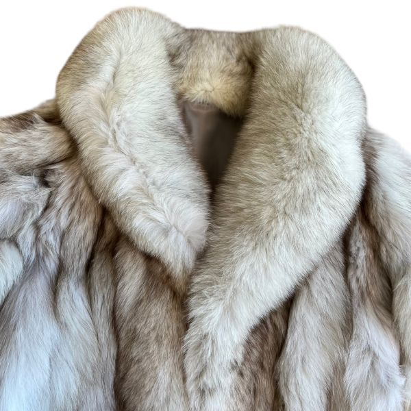SAGA FOX サガ フォックス 2釦 ショールカラー 本毛皮 フォックス ファー ジャケット コート アウター 高級 毛皮 フックボタン 11 ホワイト_画像2