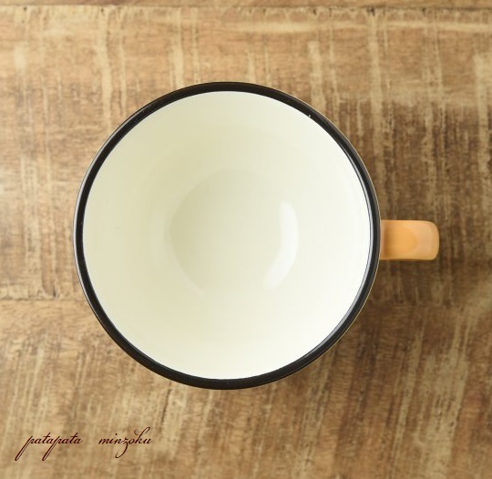 美濃焼 ホーロー風 スープカップ フェザー イエロー マグ マグカップ 磁器 北欧 パタミン カフェ 店舗什器_画像3