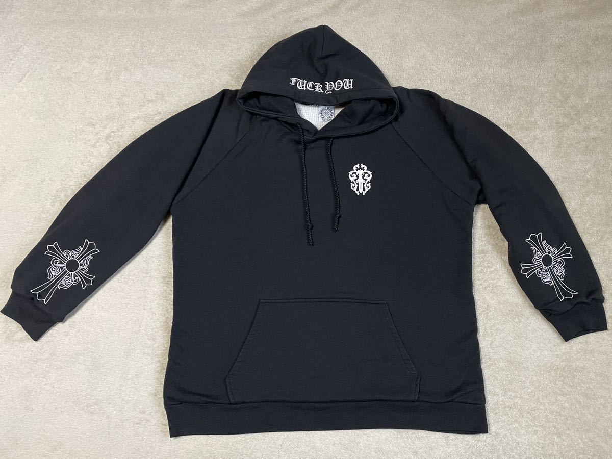 クロムハーツ 初期 オールド ダガー CH クロス プルオーバー パーカー サーマル ライニング サイズL CHROME HEARTS DAGGER Pullover Hoodie_画像1