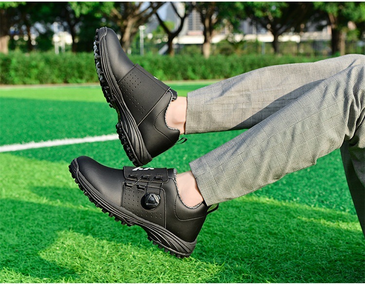 正規品 ゴルフシューズ メンズ 運動靴 ウォーキングシューズ 超軽量 履きやすい アウトドア ダイヤル式 防水防滑 耐磨 絶賛 黒 24.5~27.5cm_画像4