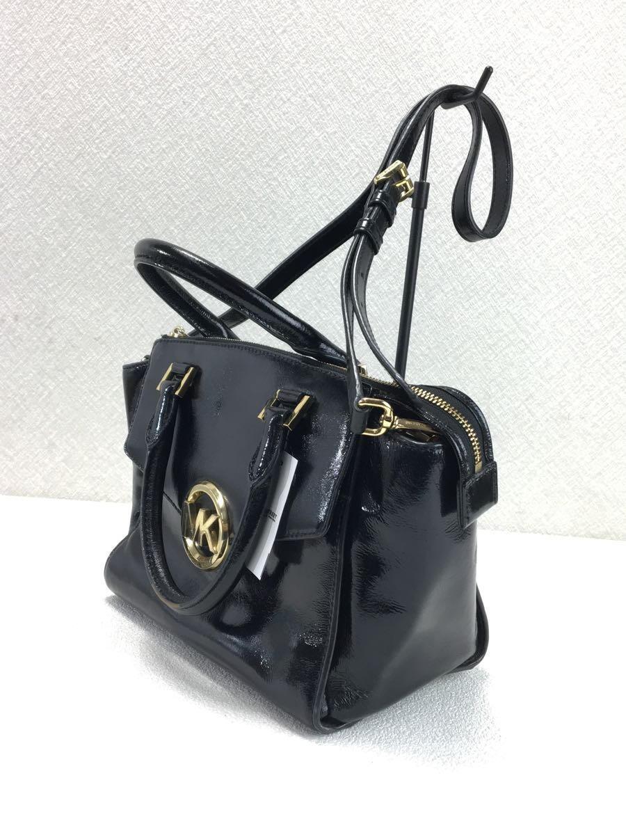 MICHAEL KORS◆ショルダーバッグ/エナメル/BLK/無地_画像2