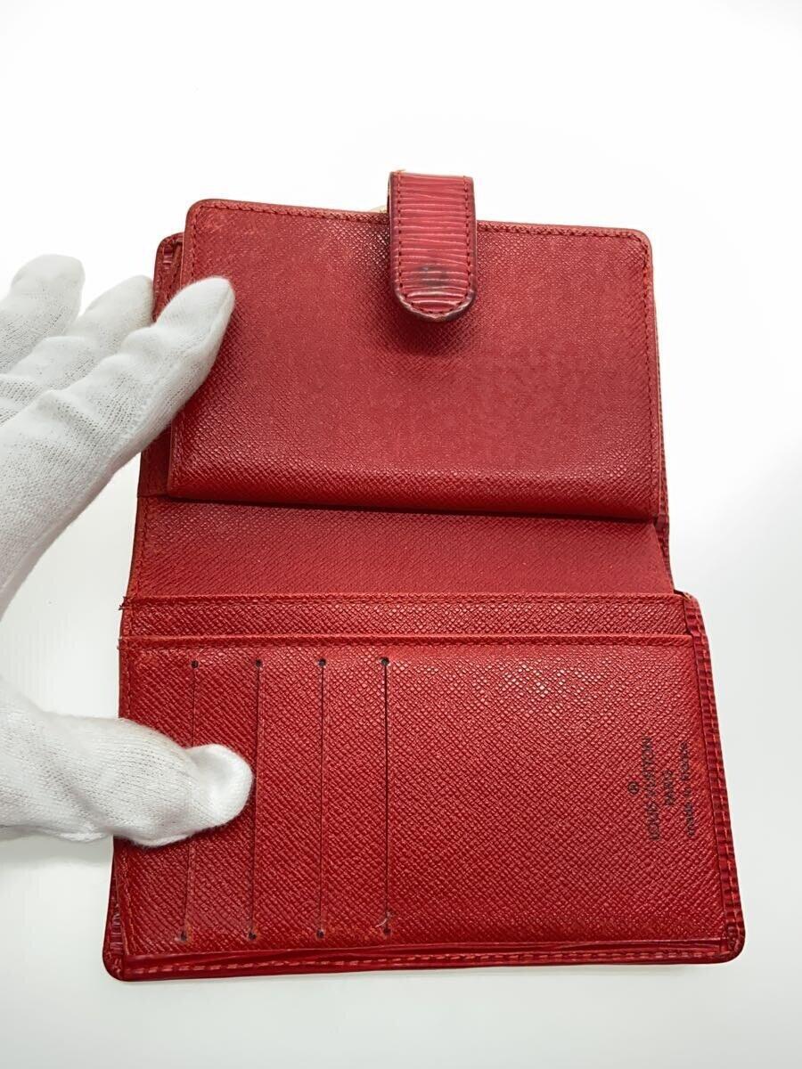 LOUIS VUITTON◆2つ折り財布/レザー/RED/無地/レディース/M63247_画像4