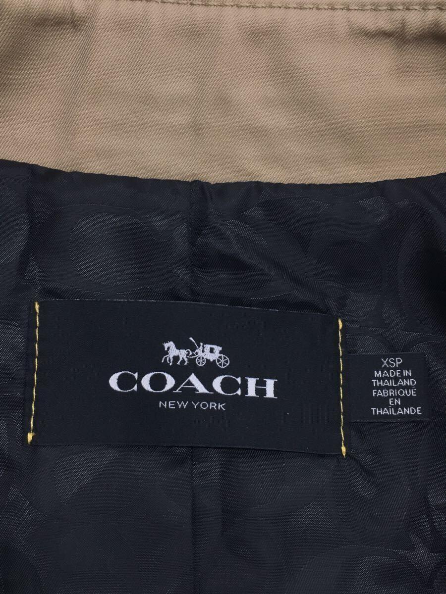 COACH◆トレンチコート/XS/コットン/BEG/無地_画像3