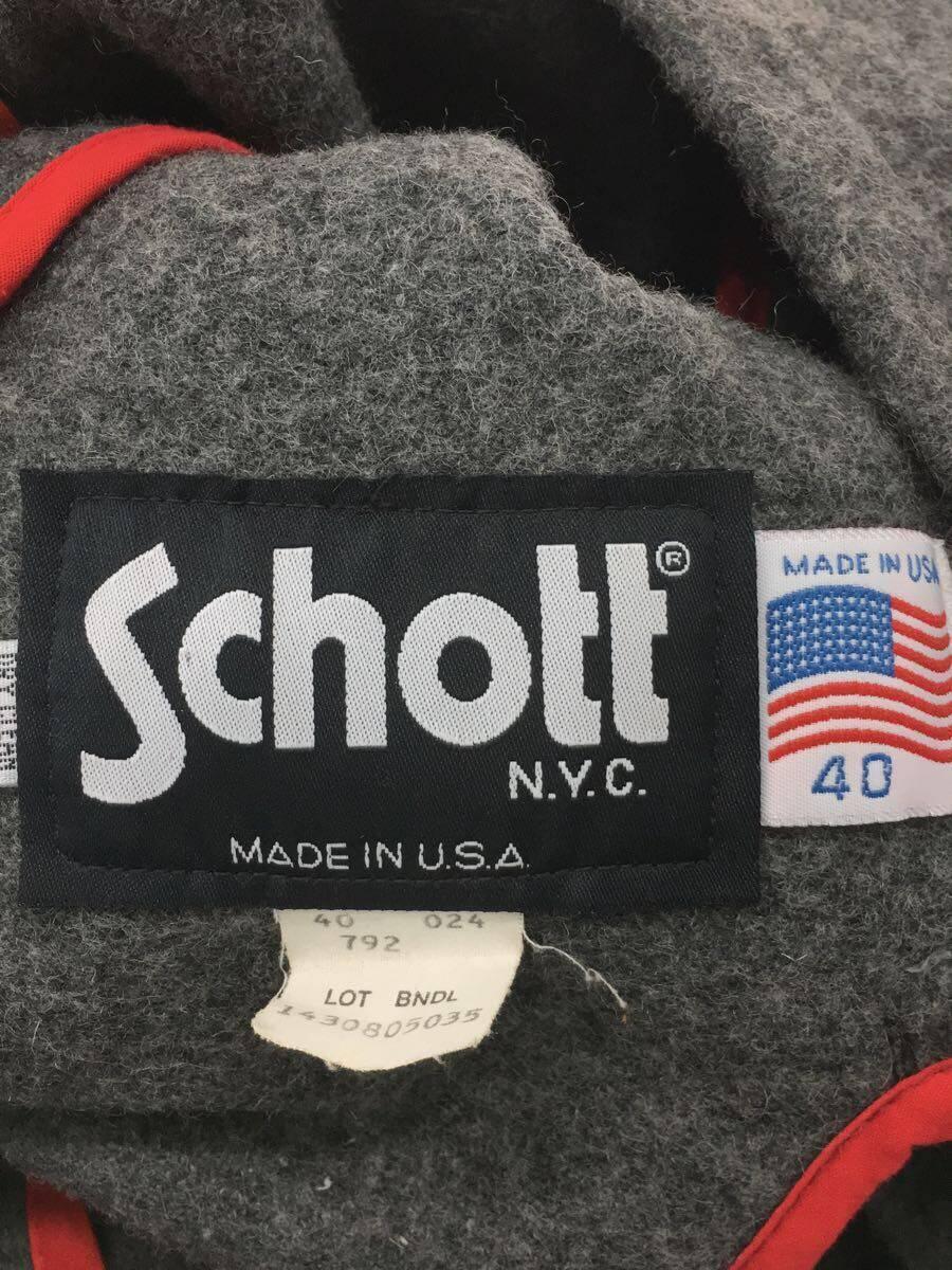 Schott* Schott /792/ полупальто "даффл коут" / кожаный ремень /USA производства /40/ серый / одноцветный 