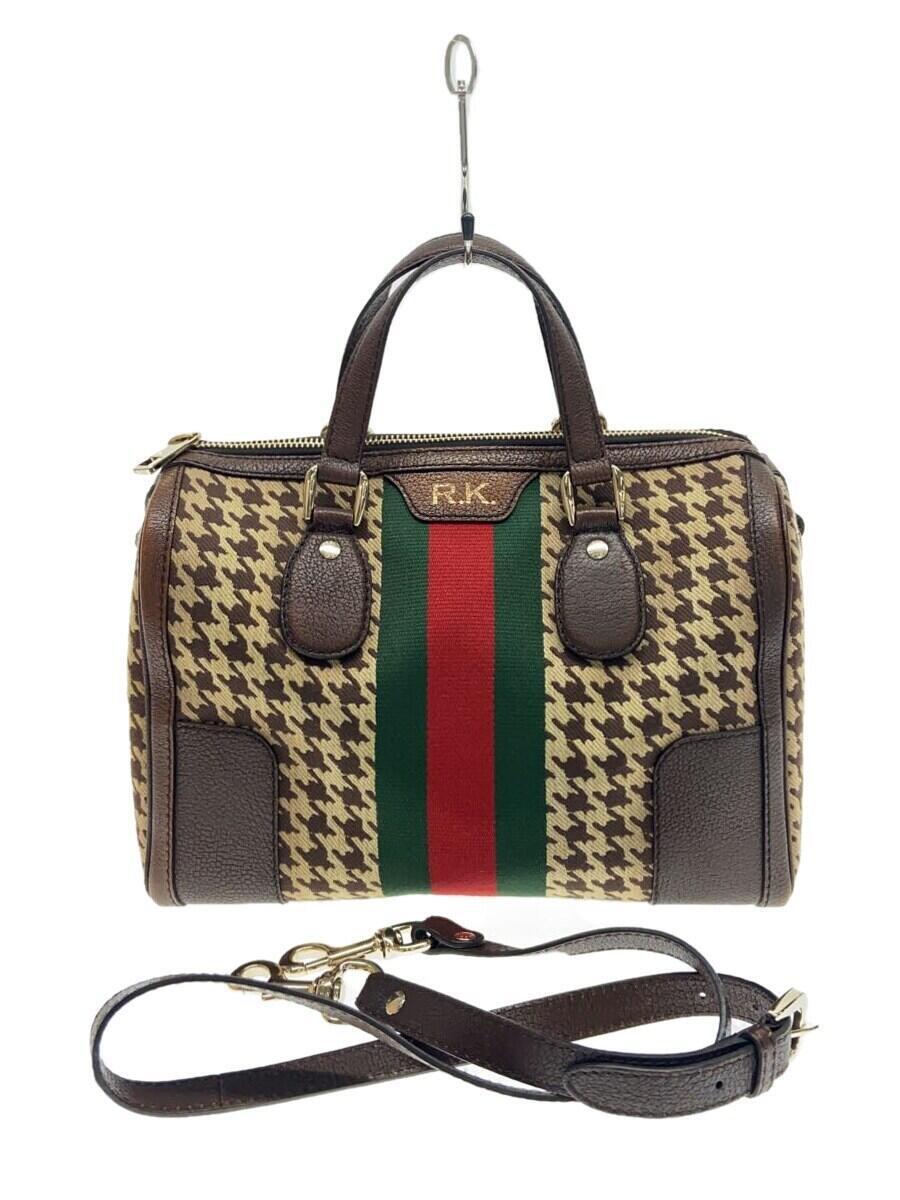 第1位獲得！】 GUCCI◇グッチ/ボストンバッグ/レザー/ブラウン/千鳥格