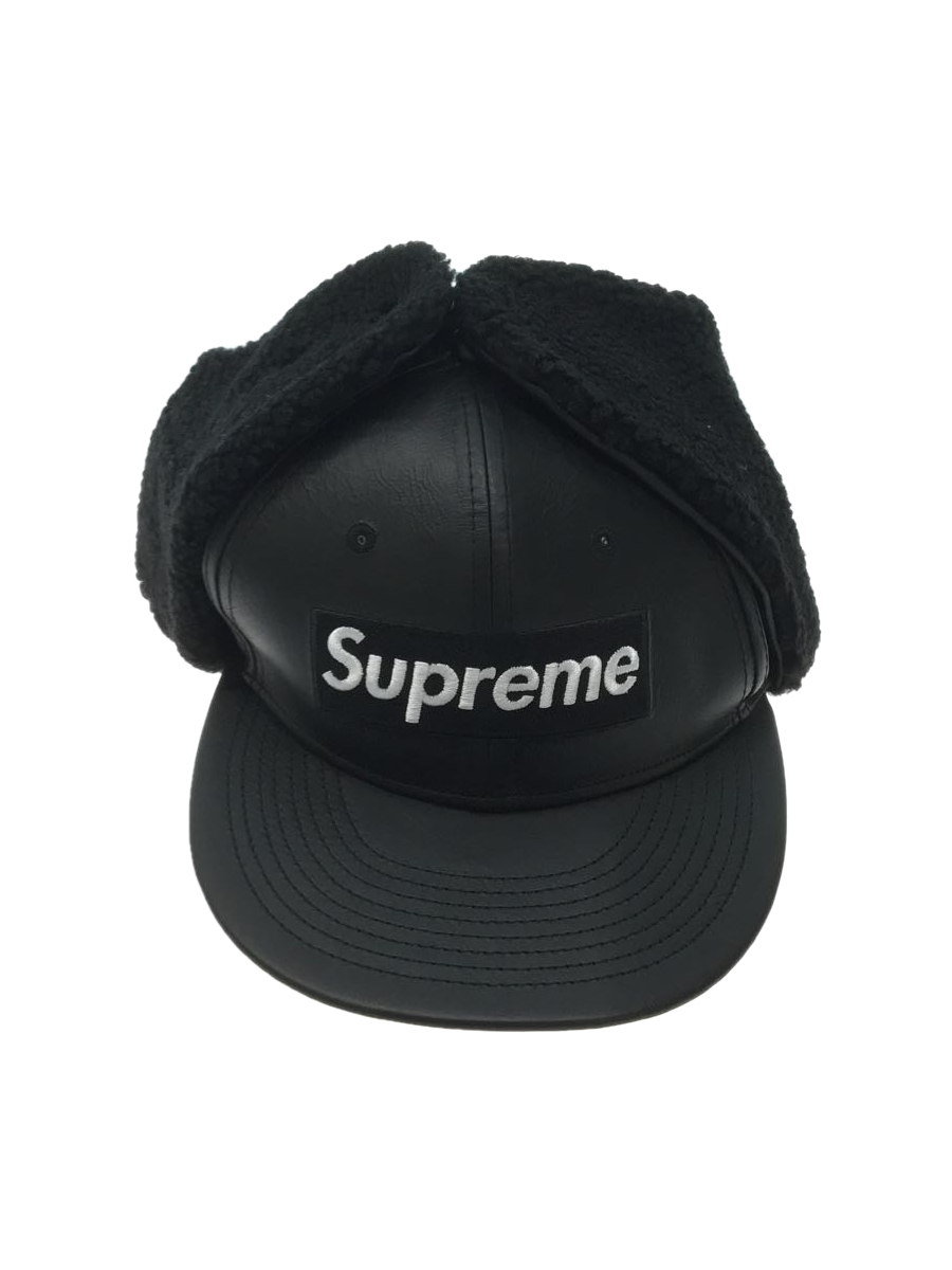 Supreme◆22AW/Leather Earflap Box Logo New Era/キャップ/7 1/4/BLK/メンズ_画像1