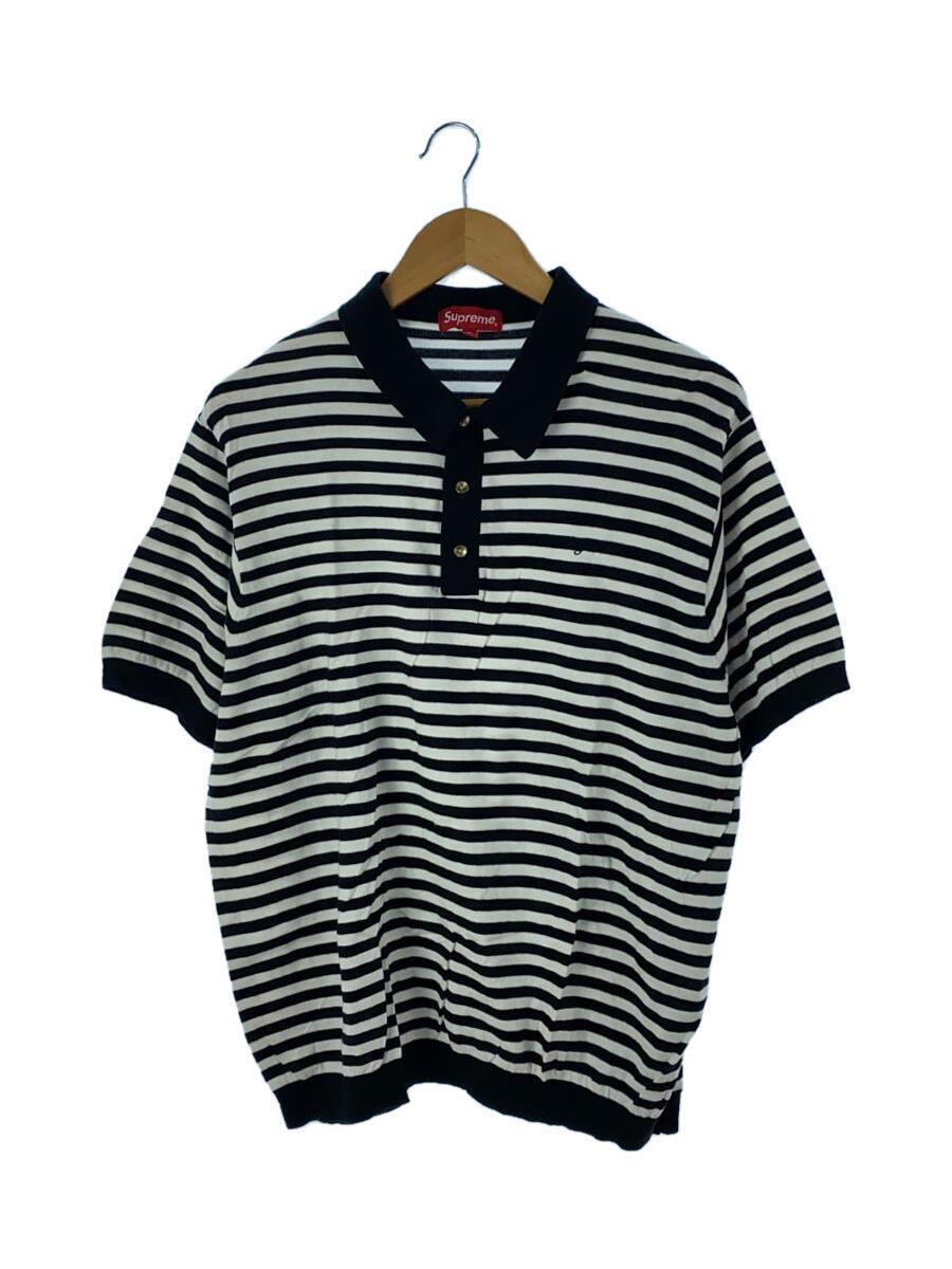 Supreme◆18SS/Striped Knit Polo/XL/コットン/ブラック/ボーダー