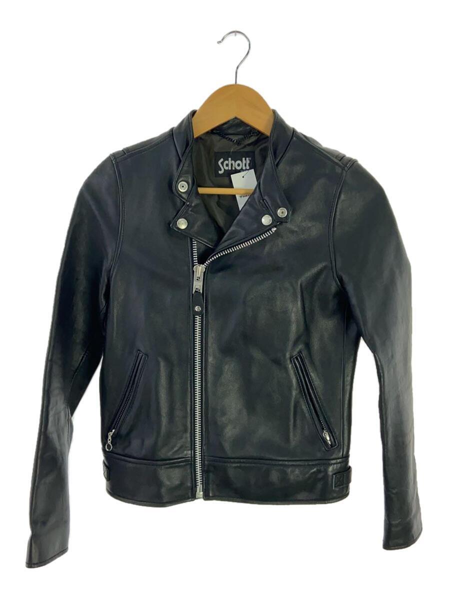 Schott* одиночный байкерская куртка /XS/ кожа ягненка /BLK/ одноцветный /3161059