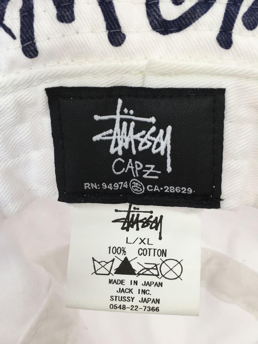 STUSSY◆バケットハット/L/コットン/WHT/無地/メンズ_画像5