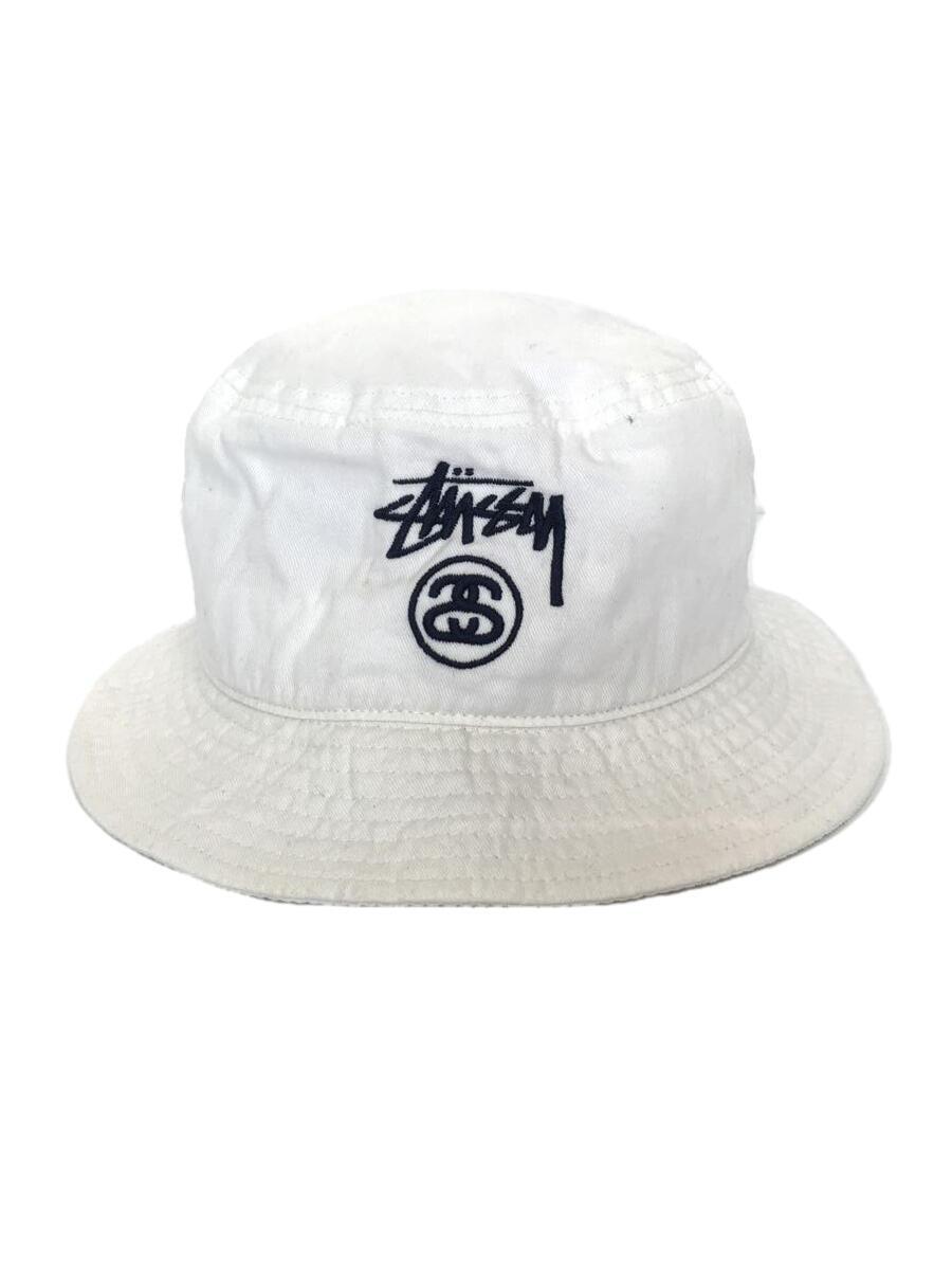 STUSSY◆バケットハット/L/コットン/WHT/無地/メンズ_画像1