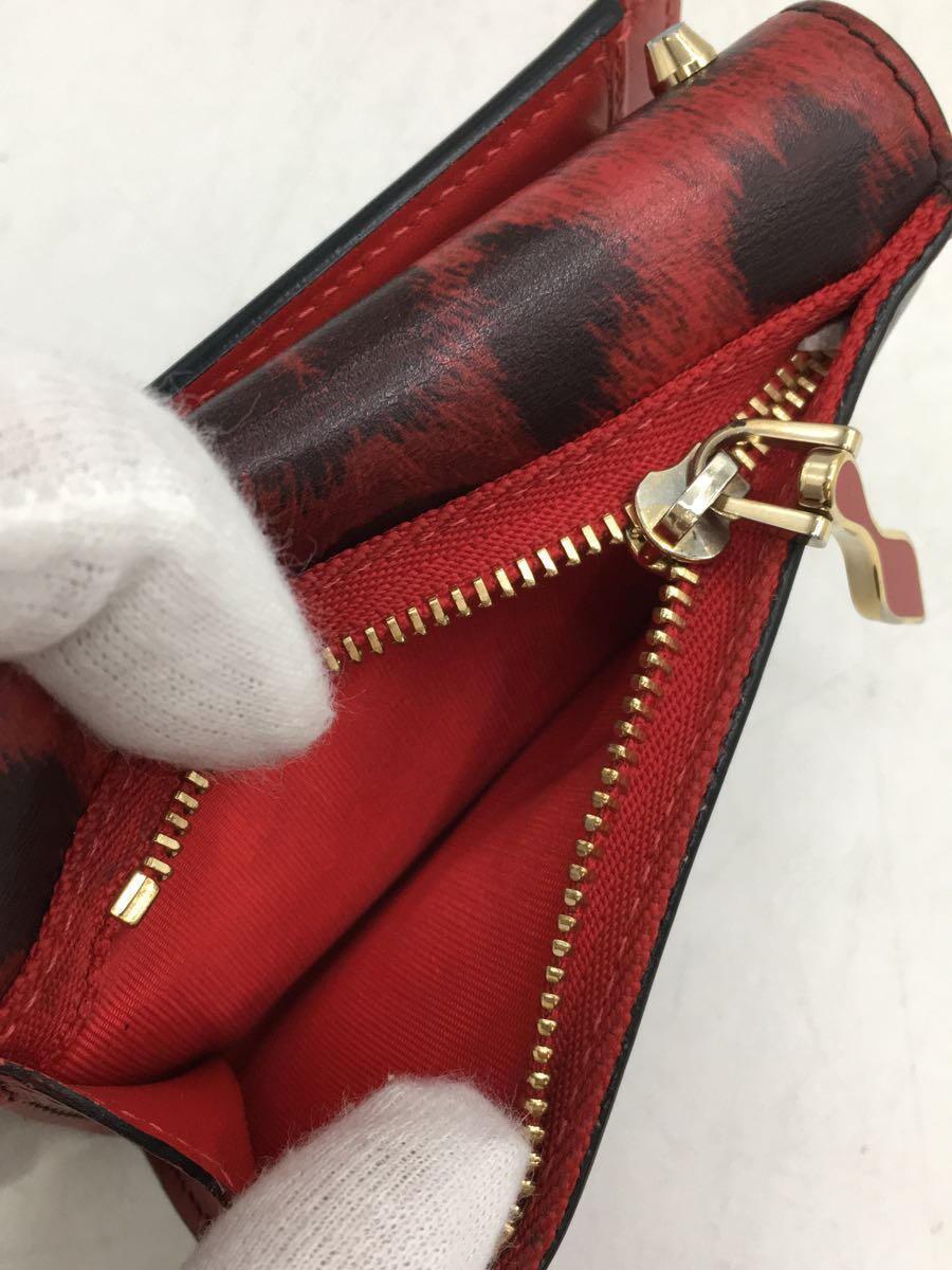 Christian Louboutin◆3つ折り財布/-/RED/アニマル/レディース/1175148/ジップ詰り有_画像5