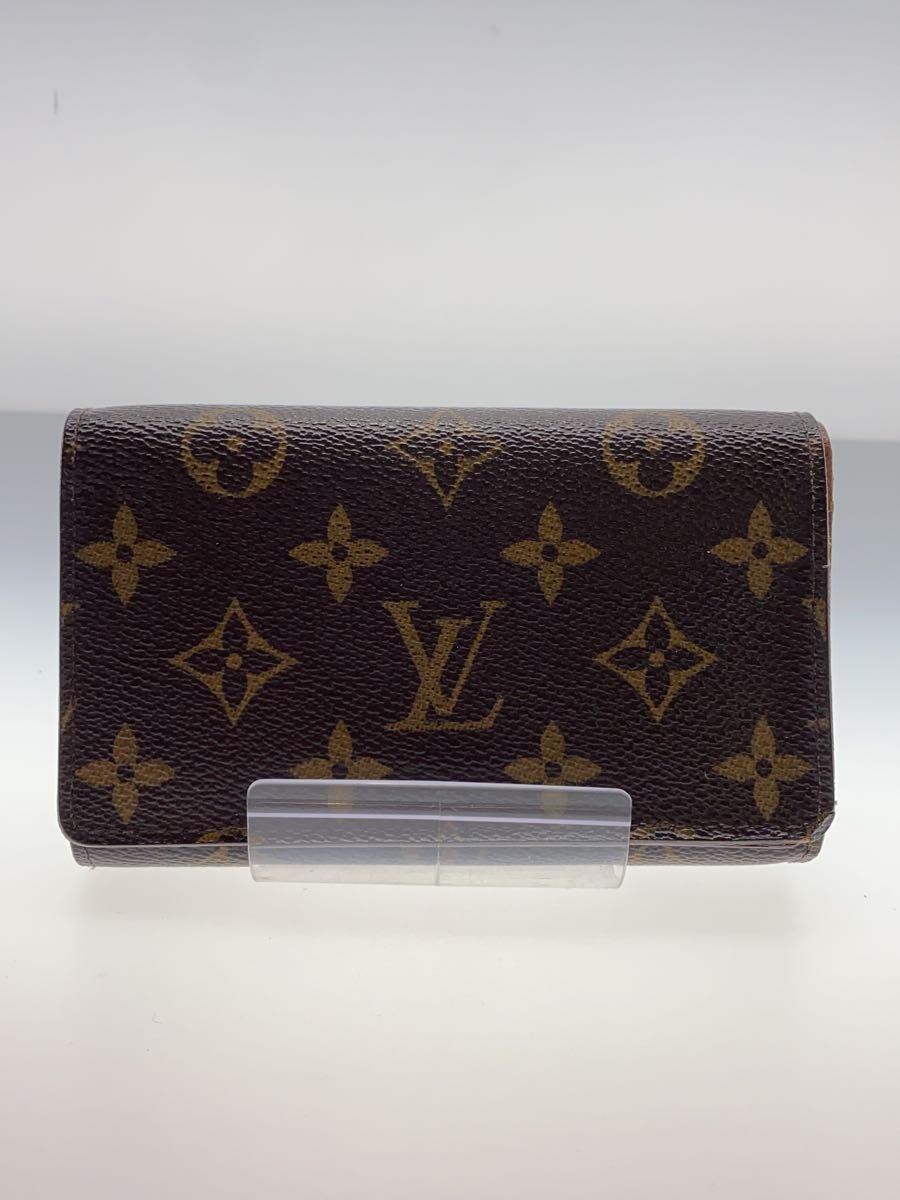 LOUIS VUITTON◆ポルト・モネ・ビエ・トレゾール_モノグラム・キャンバス_BRW/PVC/ブラウン/レディース