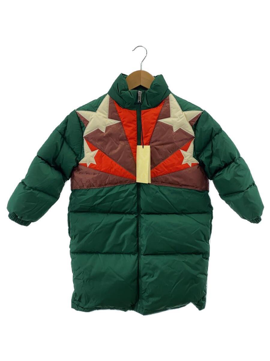 GUCCI* long down jacket /120cm/ nylon / green /677640/GG pattern 