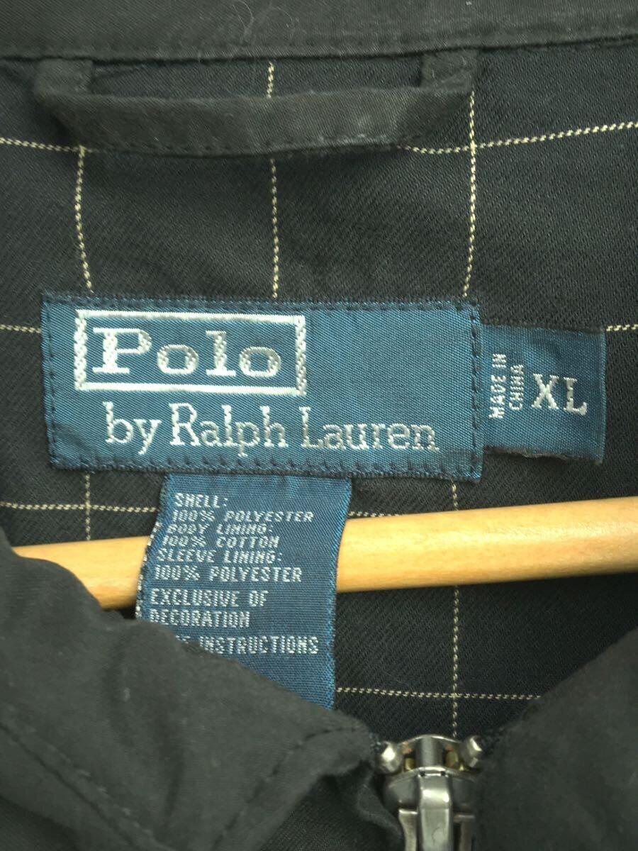 POLO RALPH LAUREN◆スウィングトップジャケット/ジャケット/XL/ポリエステル/ブラック/無地_画像3