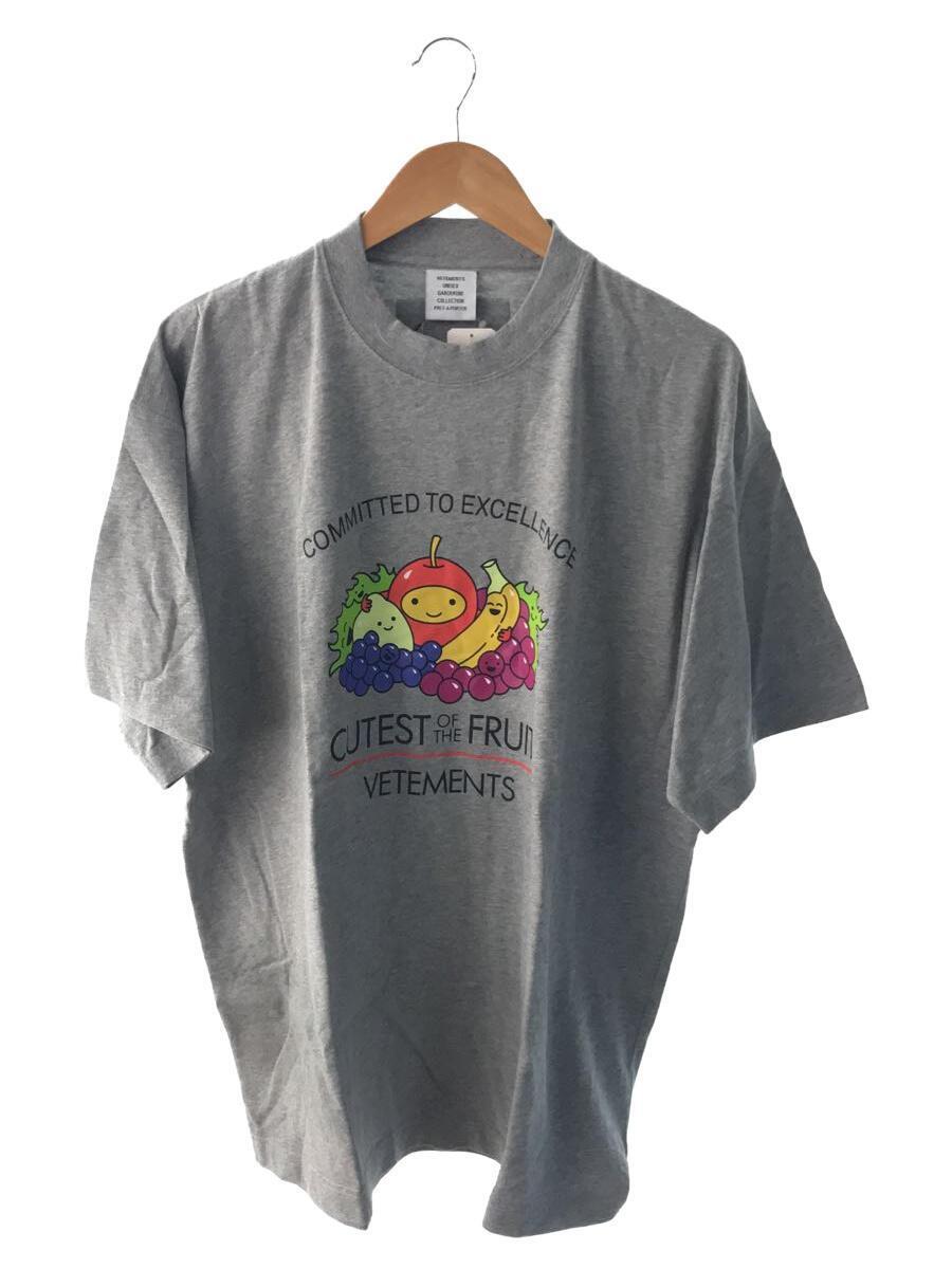 VETEMENTS◆Tシャツ/XS/コットン/GRY/プリント/Cutest Of The Fruits Logo Tee