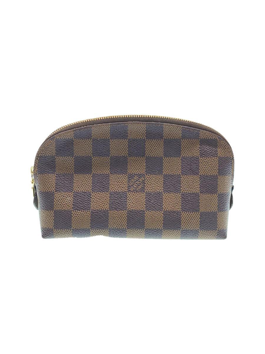 LOUIS VUITTON◆ポシェット・コスメティックPM_ダミエ・エベヌ_BRW/PVC/BRW