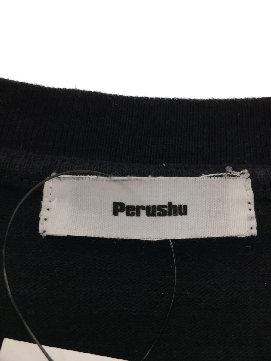 Perushu◆ヘビーオンスボーダー柄Tシャツ/M/コットン/BLK/ストライプ/PE232182BW_画像3