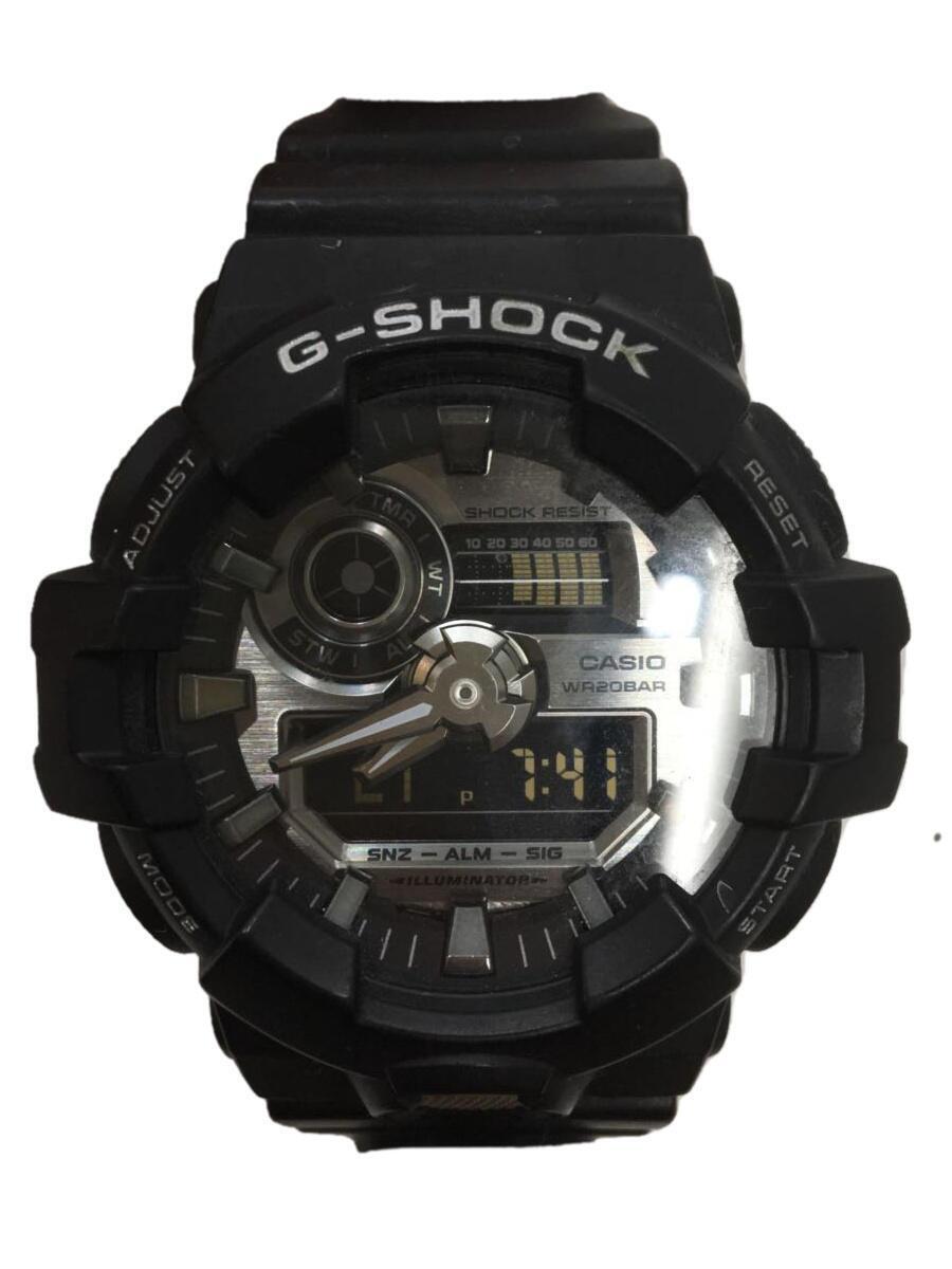 CASIO◆クォーツ腕時計・G-SHOCK/デジアナ/レザー/SLV/BLK_画像1