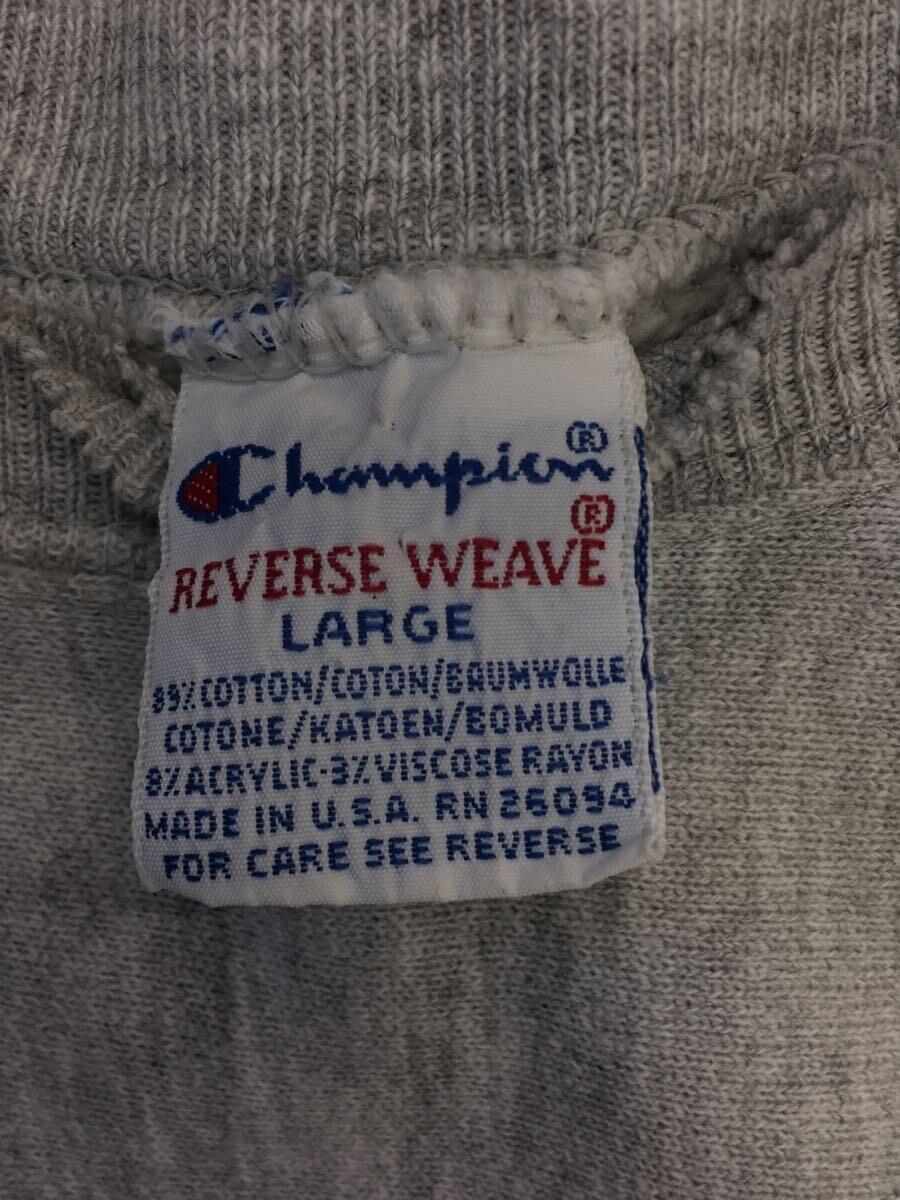 Champion◆/90s/USA製/reverse weave/刺繍/前半期製造/スウェット/L/コットン/GRY_画像3