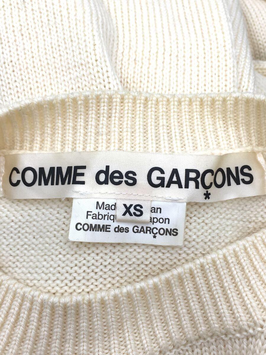 COMME des GARCONS◆AD2018/スリット/セーター(厚手)/XS/ウール/ホワイト/GC-N003_画像3