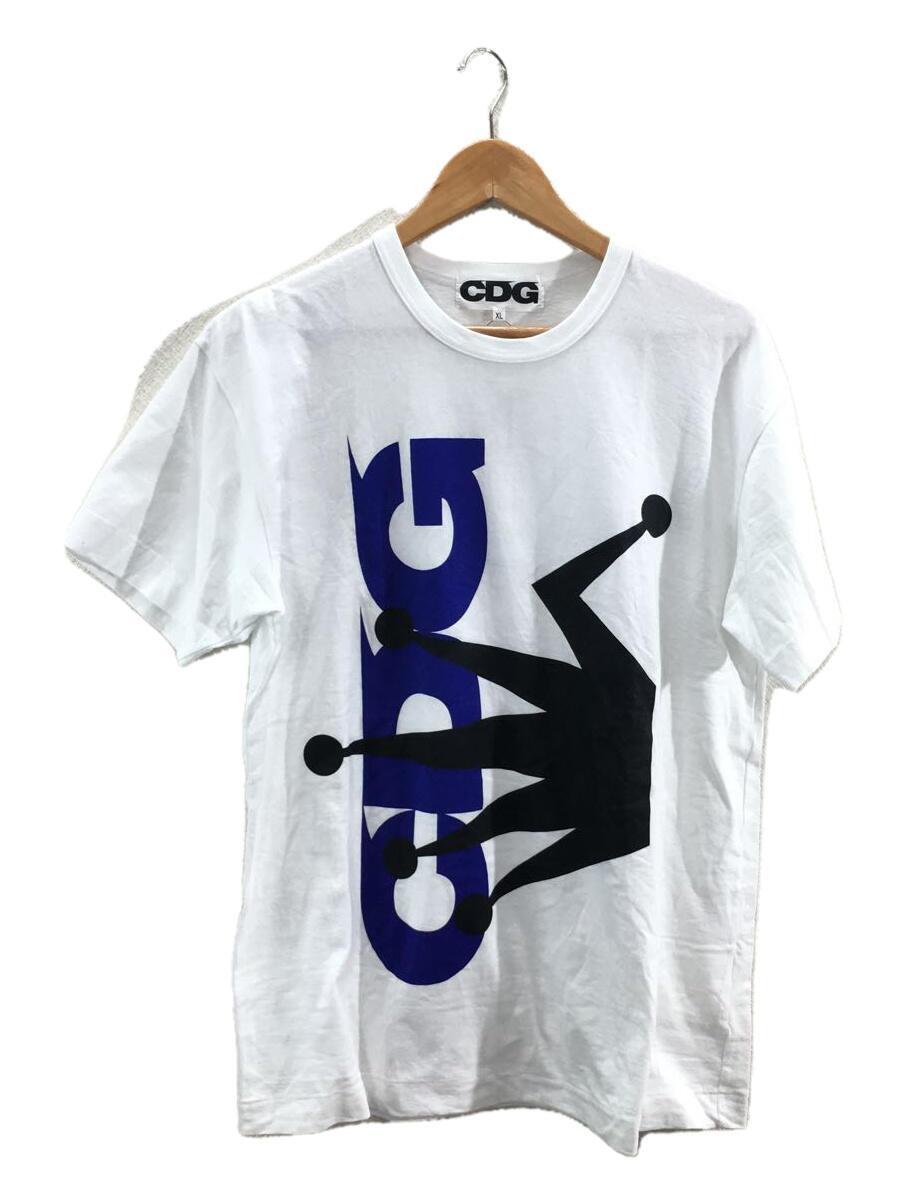 CDG◆2019/×stussy CROWN LOGO T-shirt/Tシャツ/XL/コットン/WHT/SZ-T016_画像1