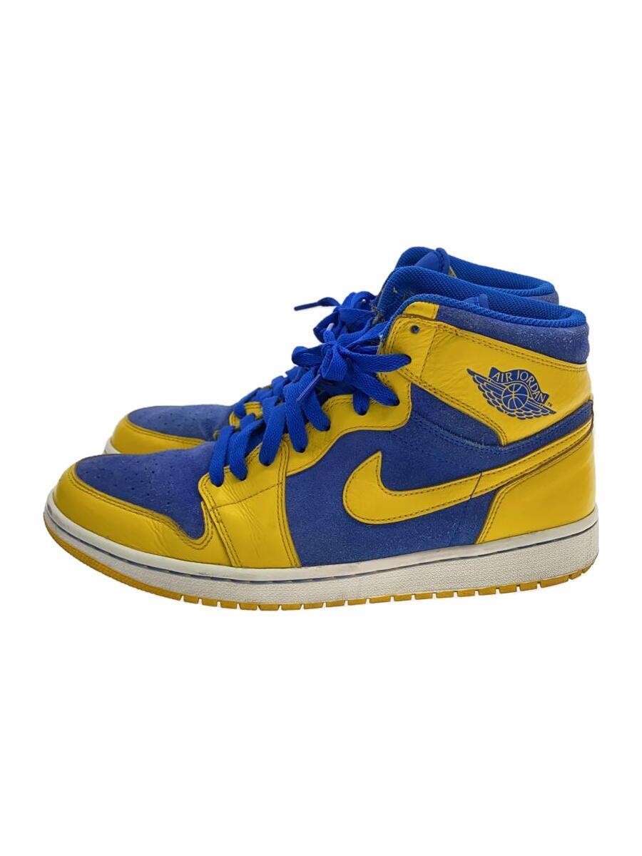 NIKE◆AIR JORDAN 1 RETRO HIGH OG/エアジョーダン1レトロハイ/イエロー/28.5cm/ブルー