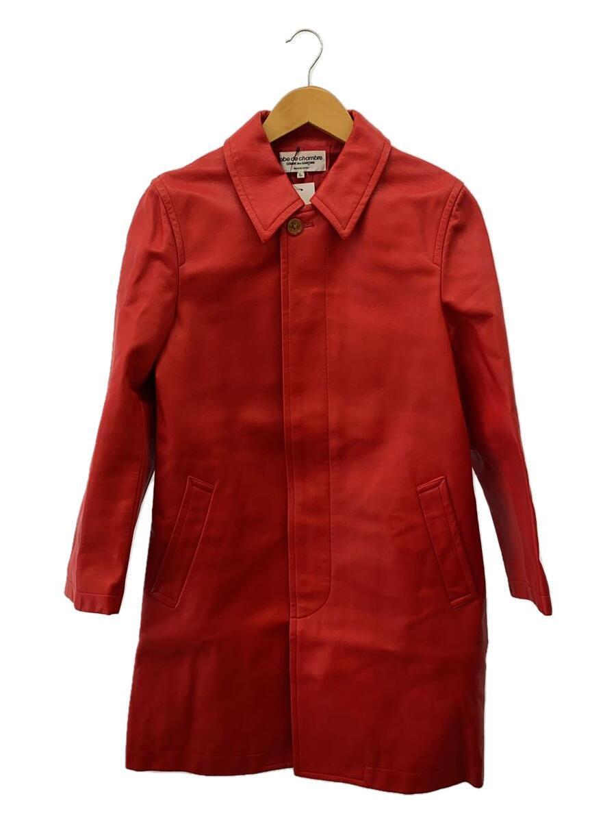 robe de chambre COMME des GARCONS◆レザーコート/-/フェイクレザー/RED/無地/RC-04003L