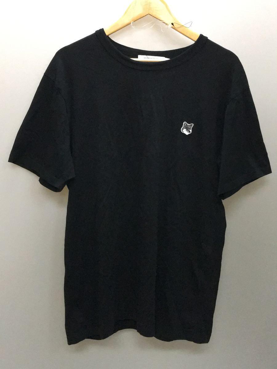 MAISON KITSUNE’◆グレーフォックスヘッドロゴTシャツ/XL/黒/GM00118KJ0008