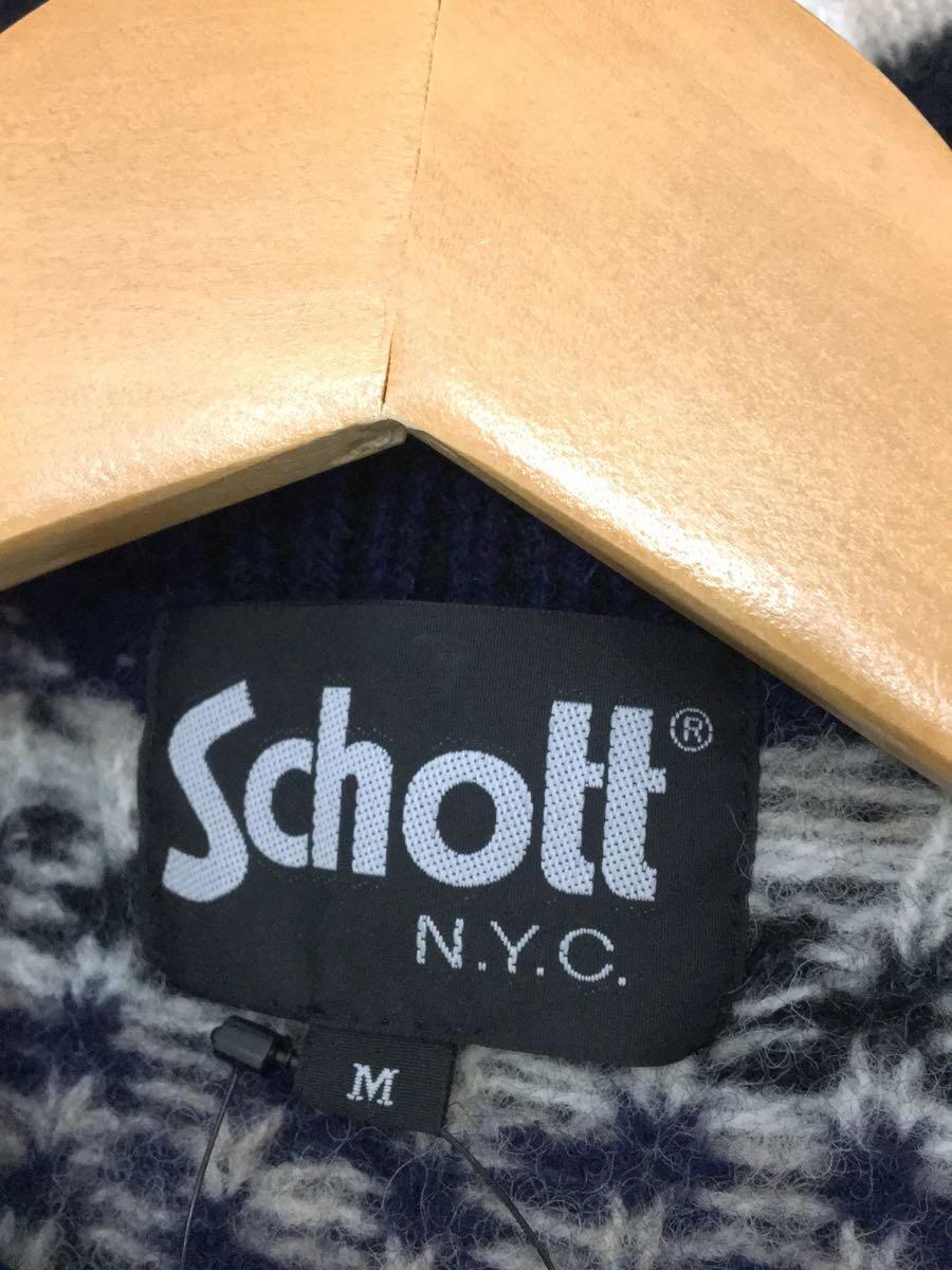 Schott◆セーター(厚手)/M/ウール/NVY/総柄/3184007