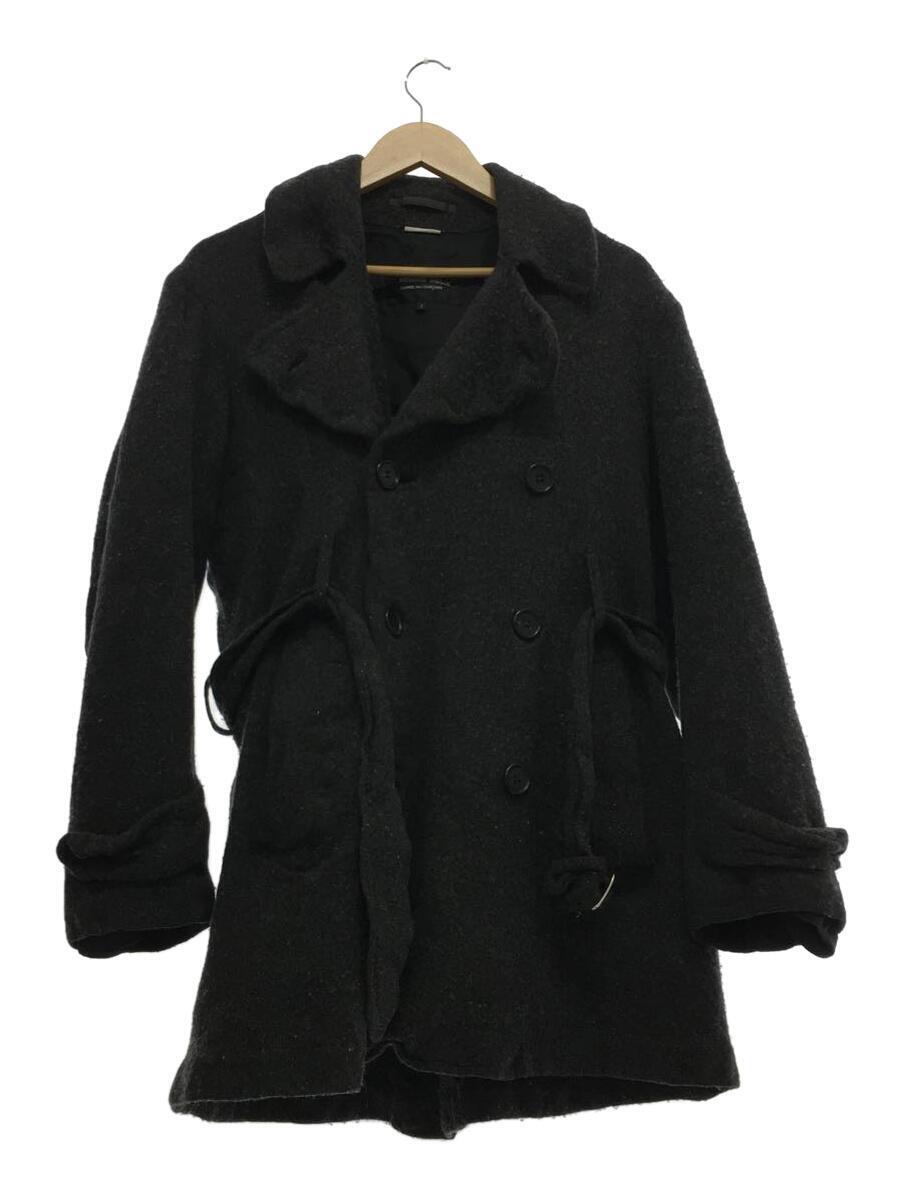 COMME des GARCONS HOMME DEUX◆ピーコート/S/ウール/GRY/グレー/無地/DH-C003