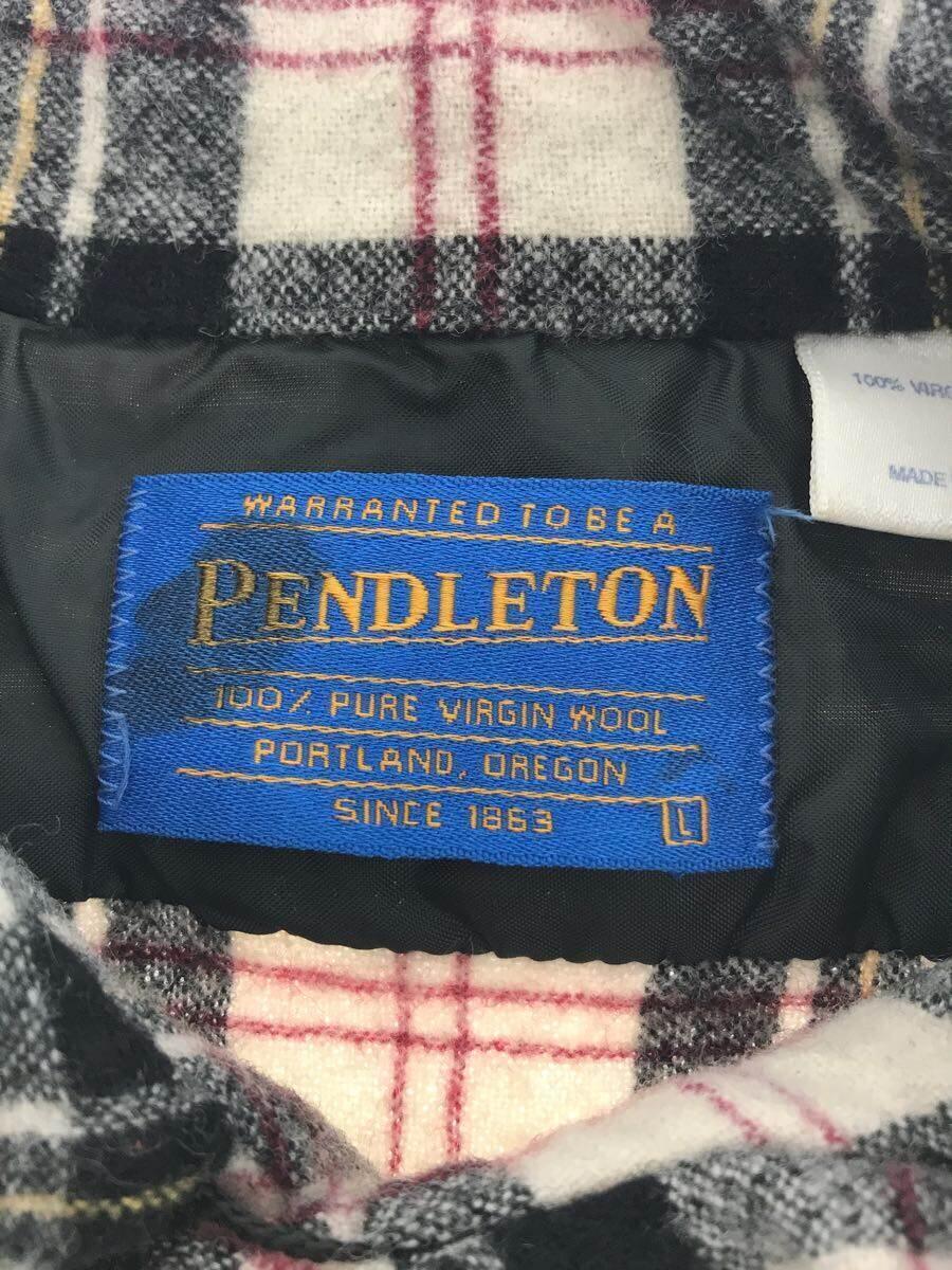 PENDLETON◆長袖シャツ/L/ウール/WHT/オンブレCK_画像3