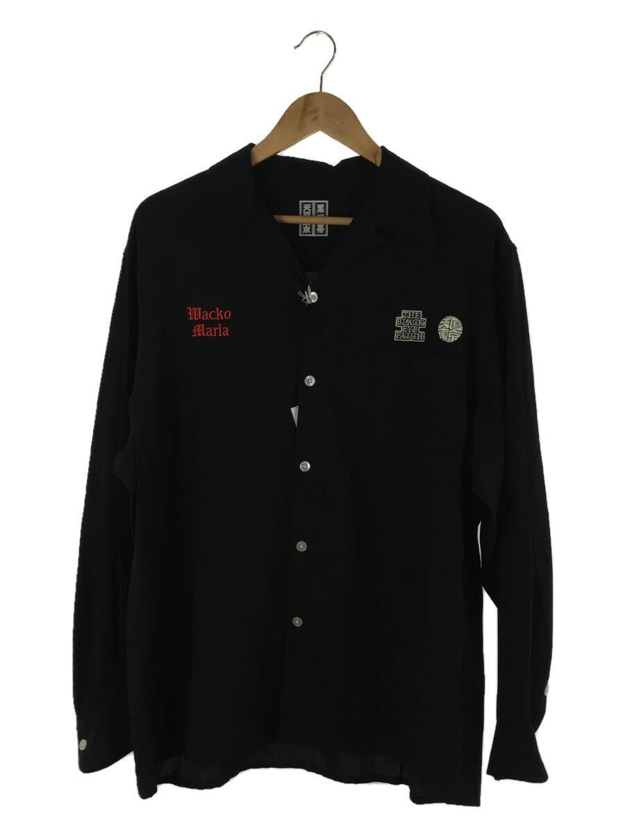 WACKO MARIA◆50’s SHIRT/長袖オープンカラーシャツ/L/リヨセル/BLK/ブラックアイパッチ/取扱注意